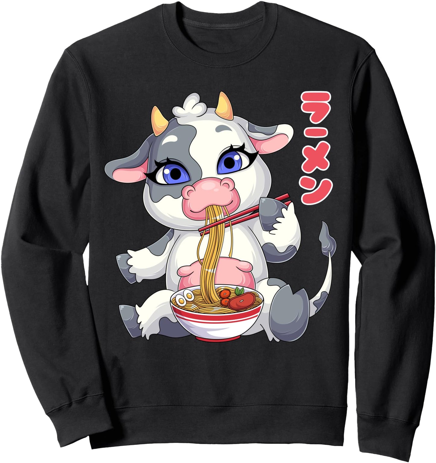Kawaii Cow Ramen Noodles Japanese Anime Noodle Soup Sweatshirt