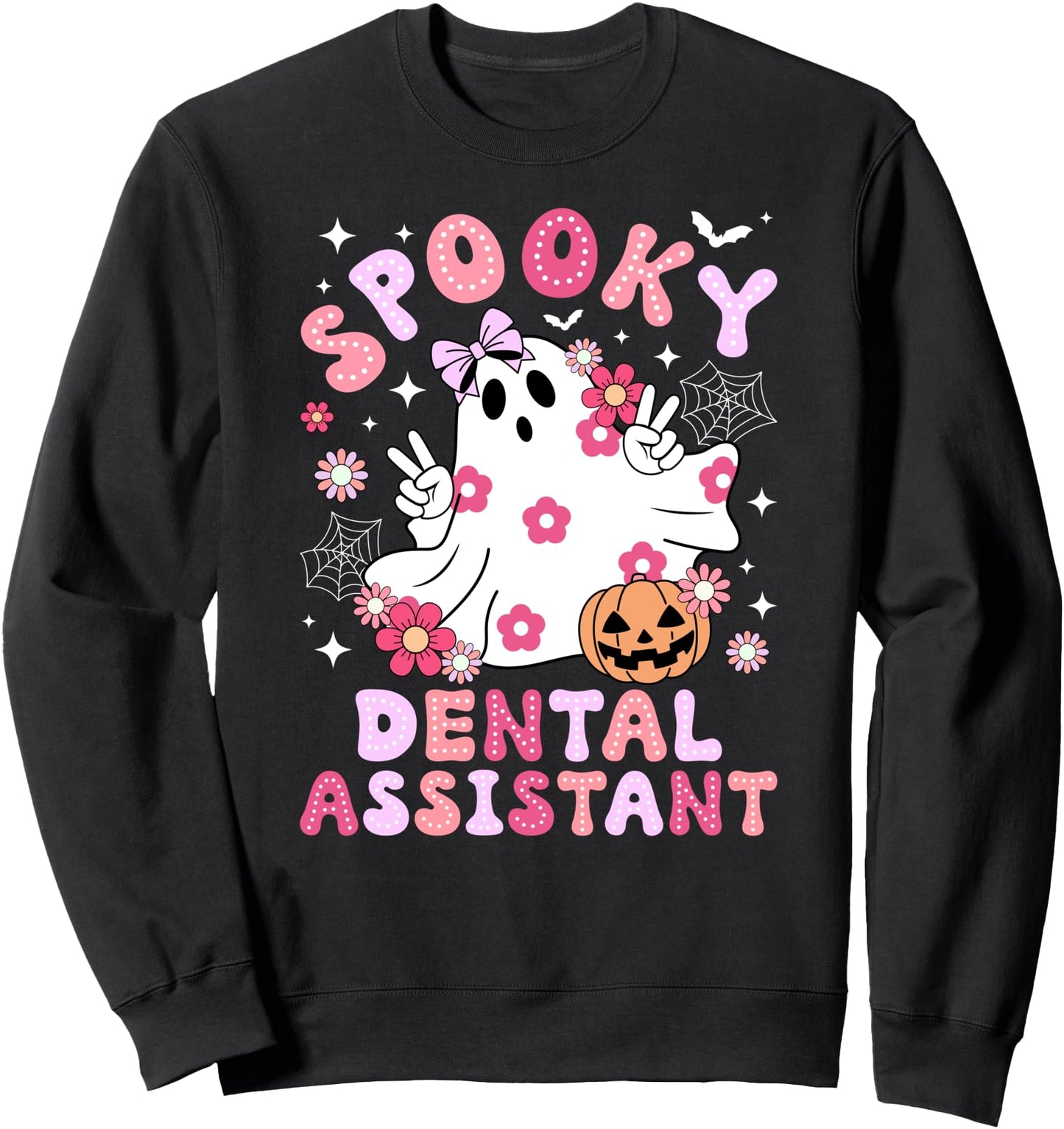Spooky Dental Assistant Halloween Dental Assisting Groovy Sweatshirt