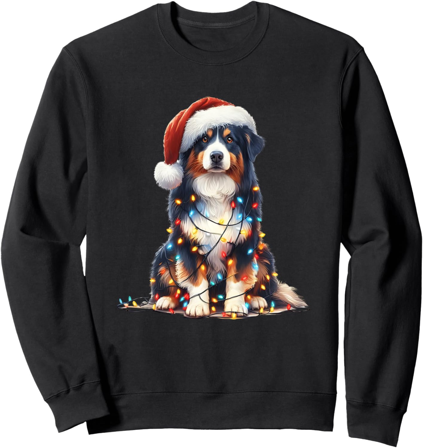 amazing christmas light santa ho dog australian shepherd Sweatshirt