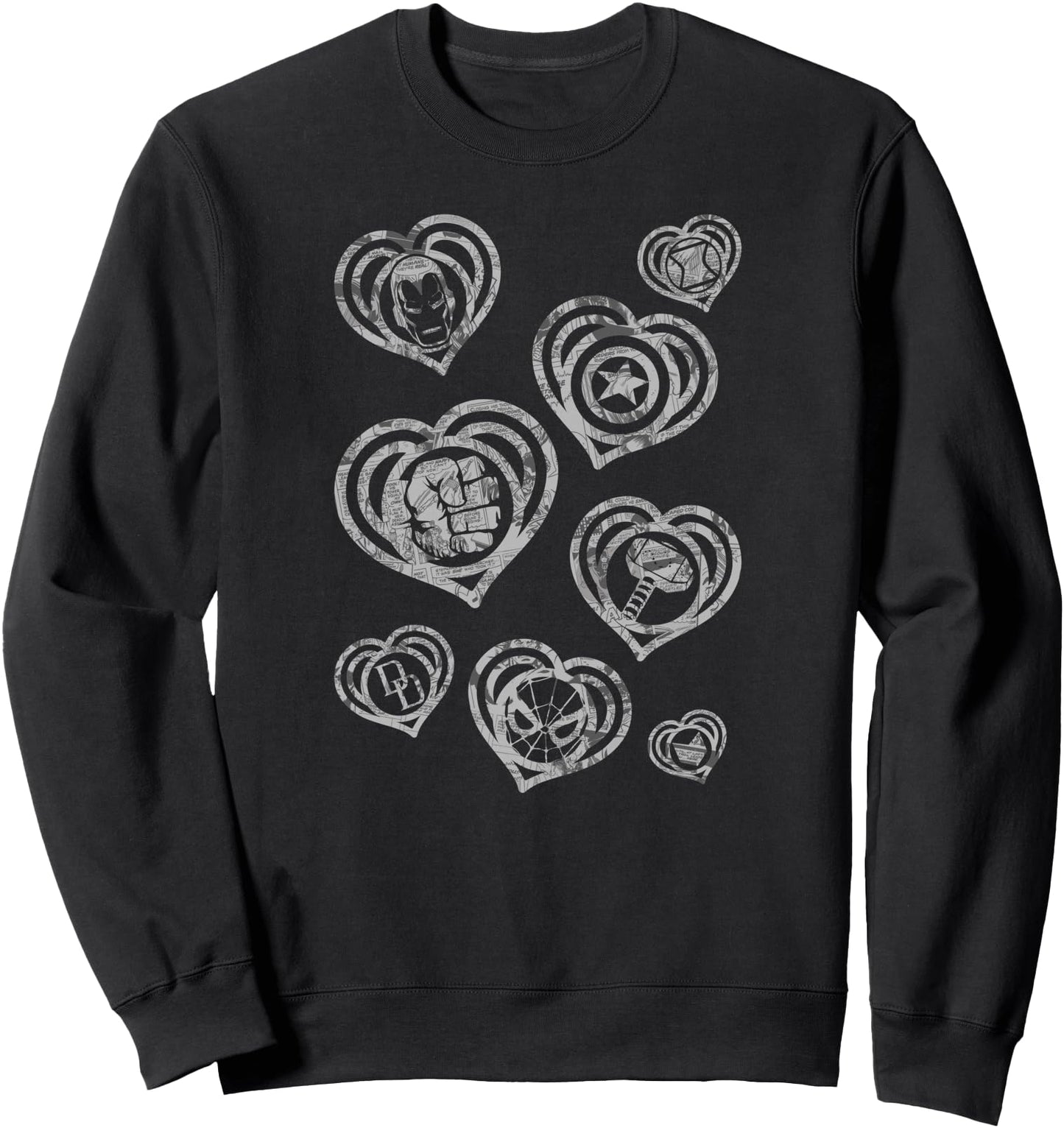 Marvel Hero Icon Vintage Comic Hearts Valentine's Sweatshirt Sweatshirt
