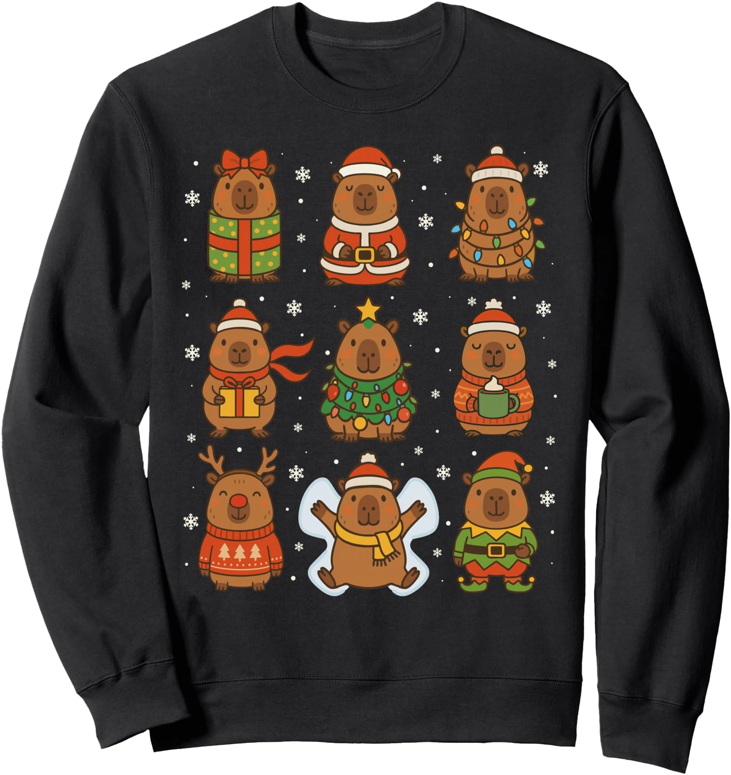 Cute Christmas Capybara Funny Family Xmas Men Women Sweatshirt
