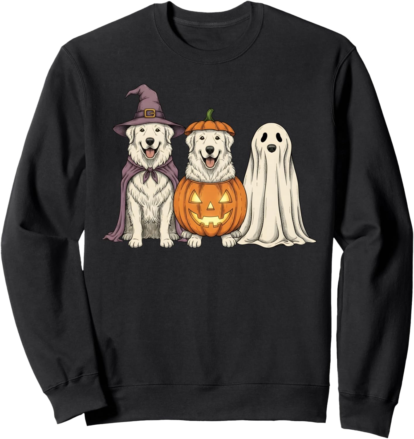 Spooky Ghost Great Pyrenees Pumpkin Halloween Dog Lover Sweatshirt