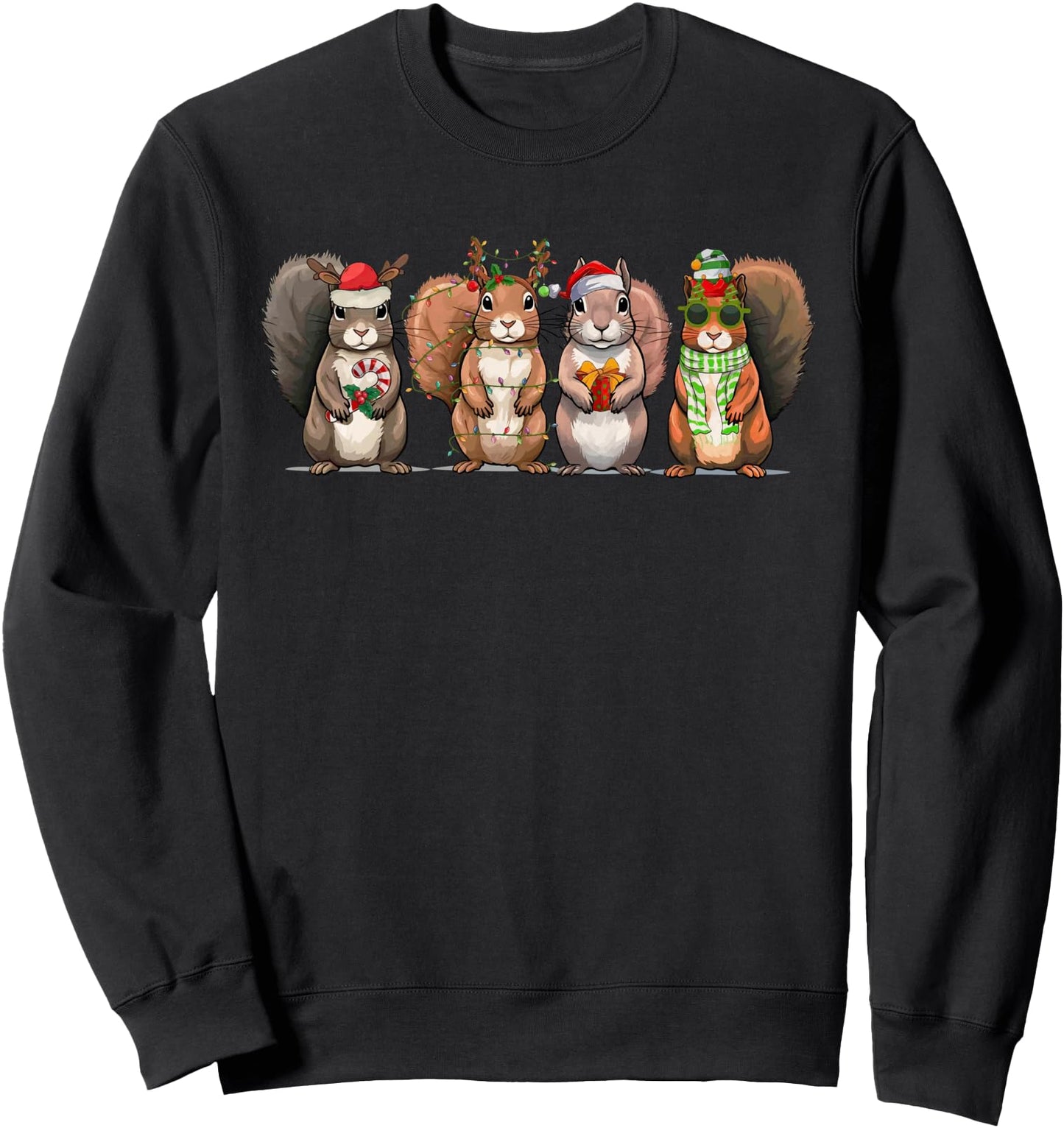 Funny Squirrel Christmas Lights Xmas Animal Squirrel Lover Sweatshirt