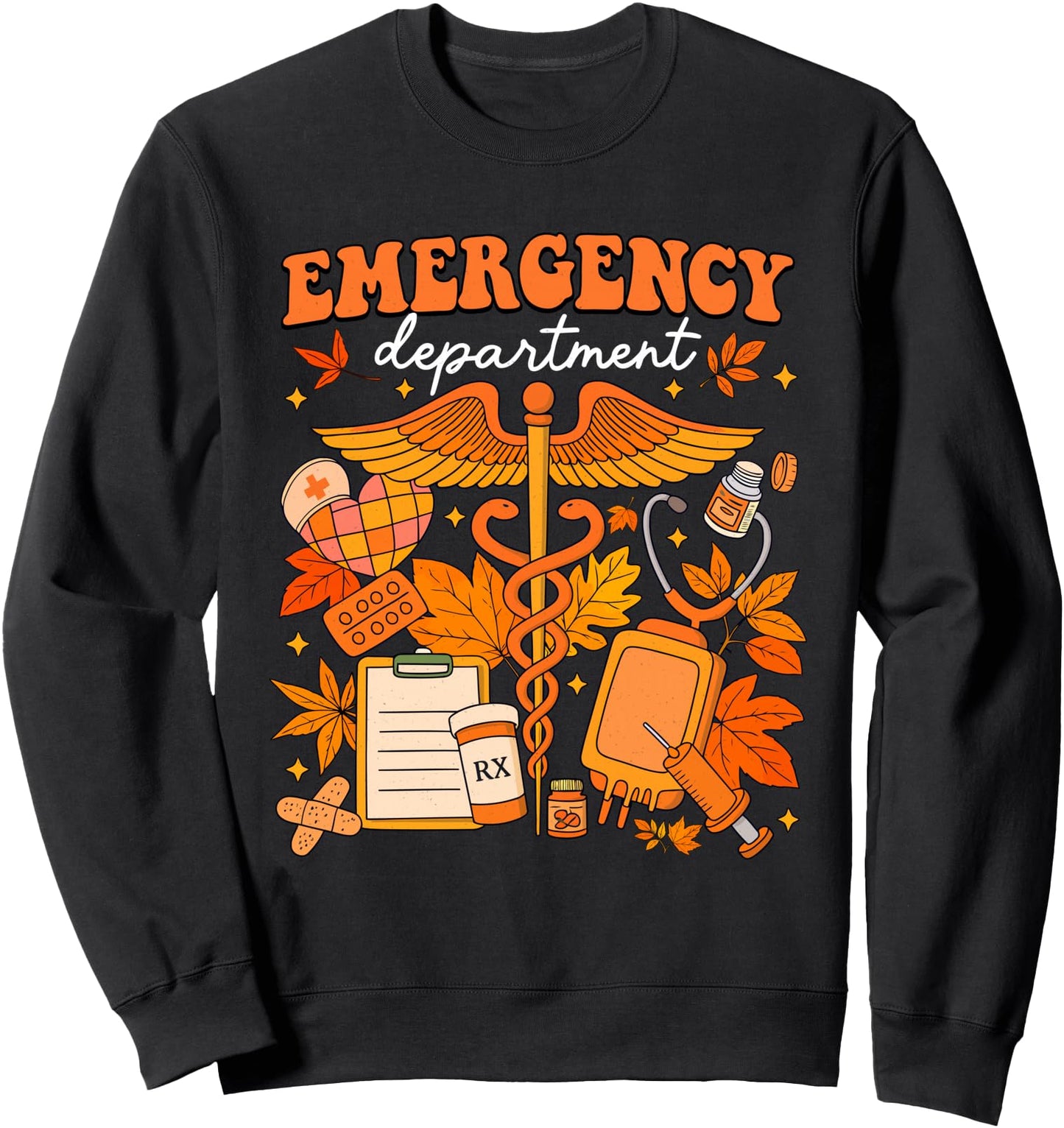 Emergency Department Fall Leaves Emergency Nurse Thankgiving Sweatshirt