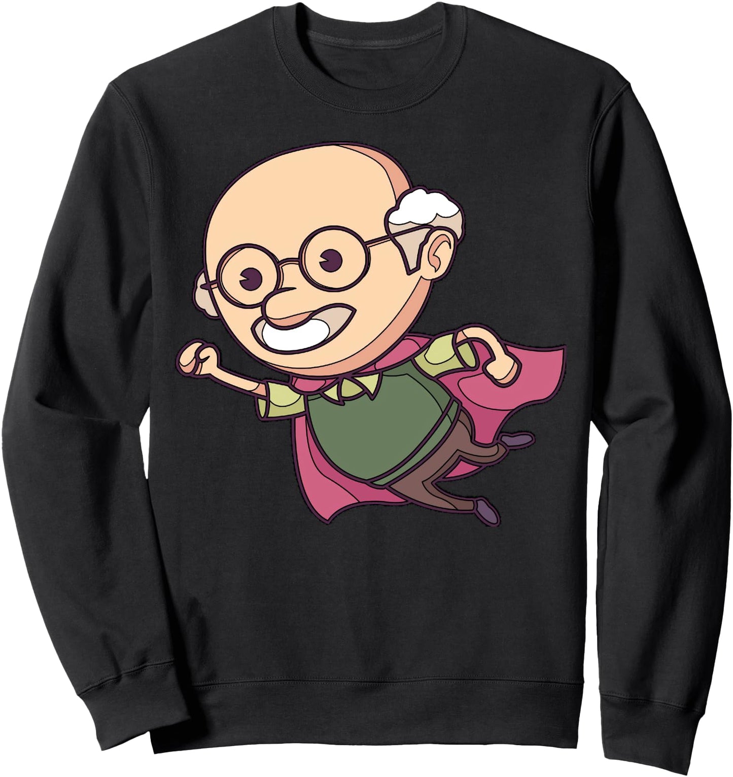 Cartoon Superhero With A Cape Fun Character Illustration Sweatshirt