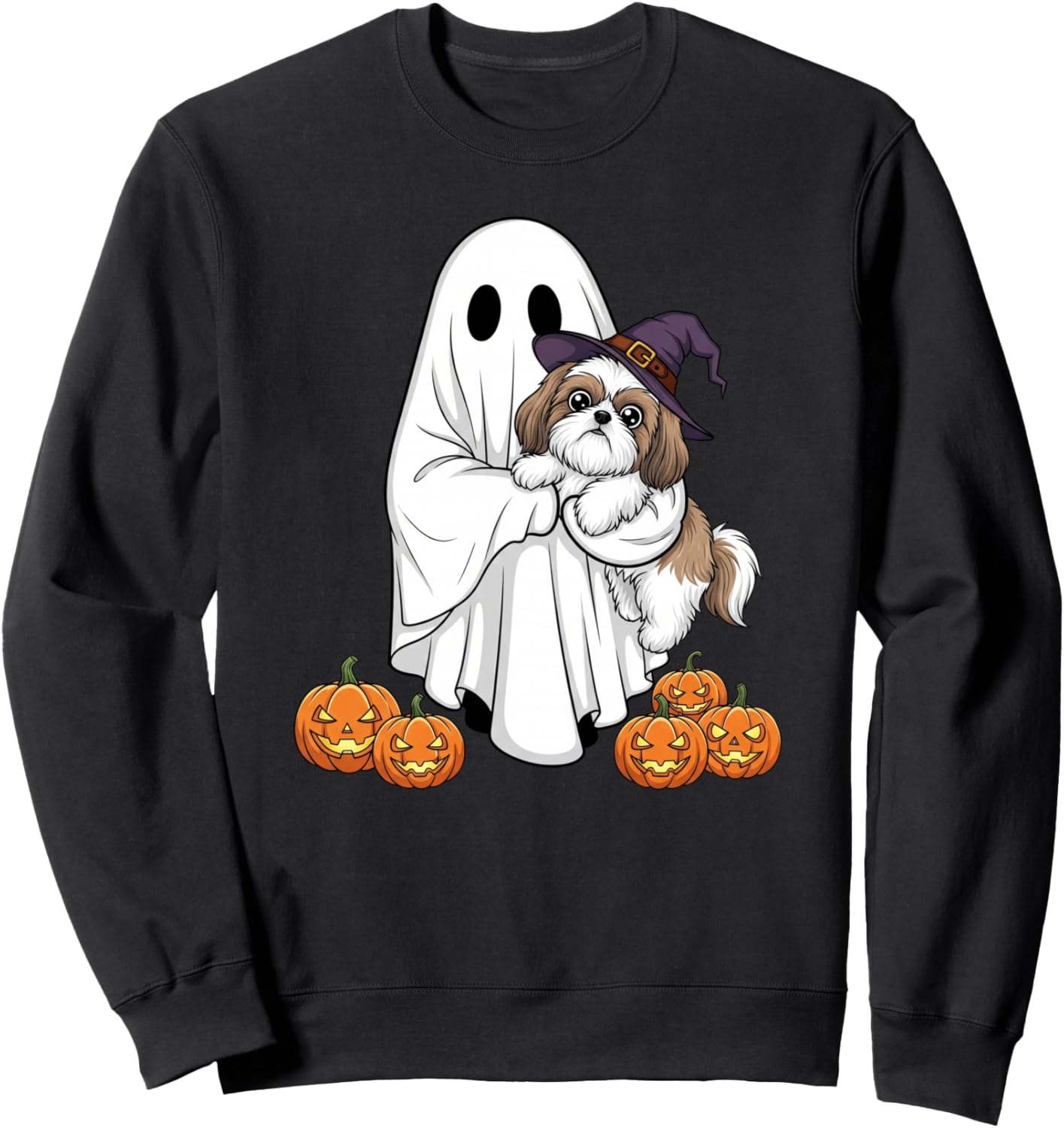 Funny Ghost Shih Tzu Pumpkin Halloween Kids Mens Womens Sweatshirt