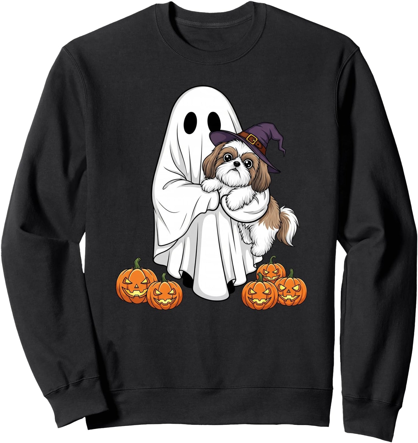 Funny Ghost Shih Tzu Pumpkin Halloween Mens Womens Sweatshirt
