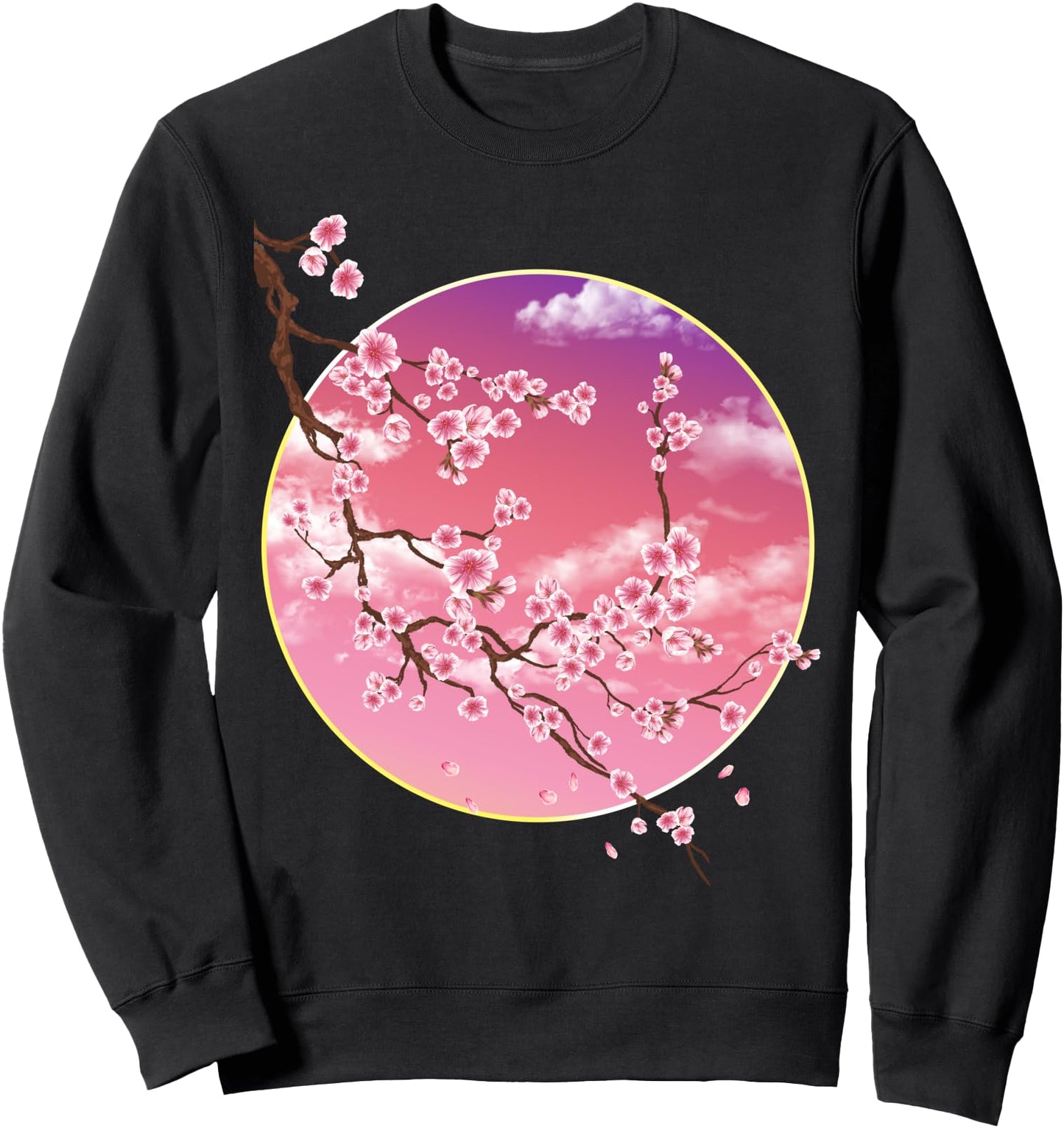 Sakura in Moonlight Japanese Cherry Flower Blossom Japanese Sweatshirt