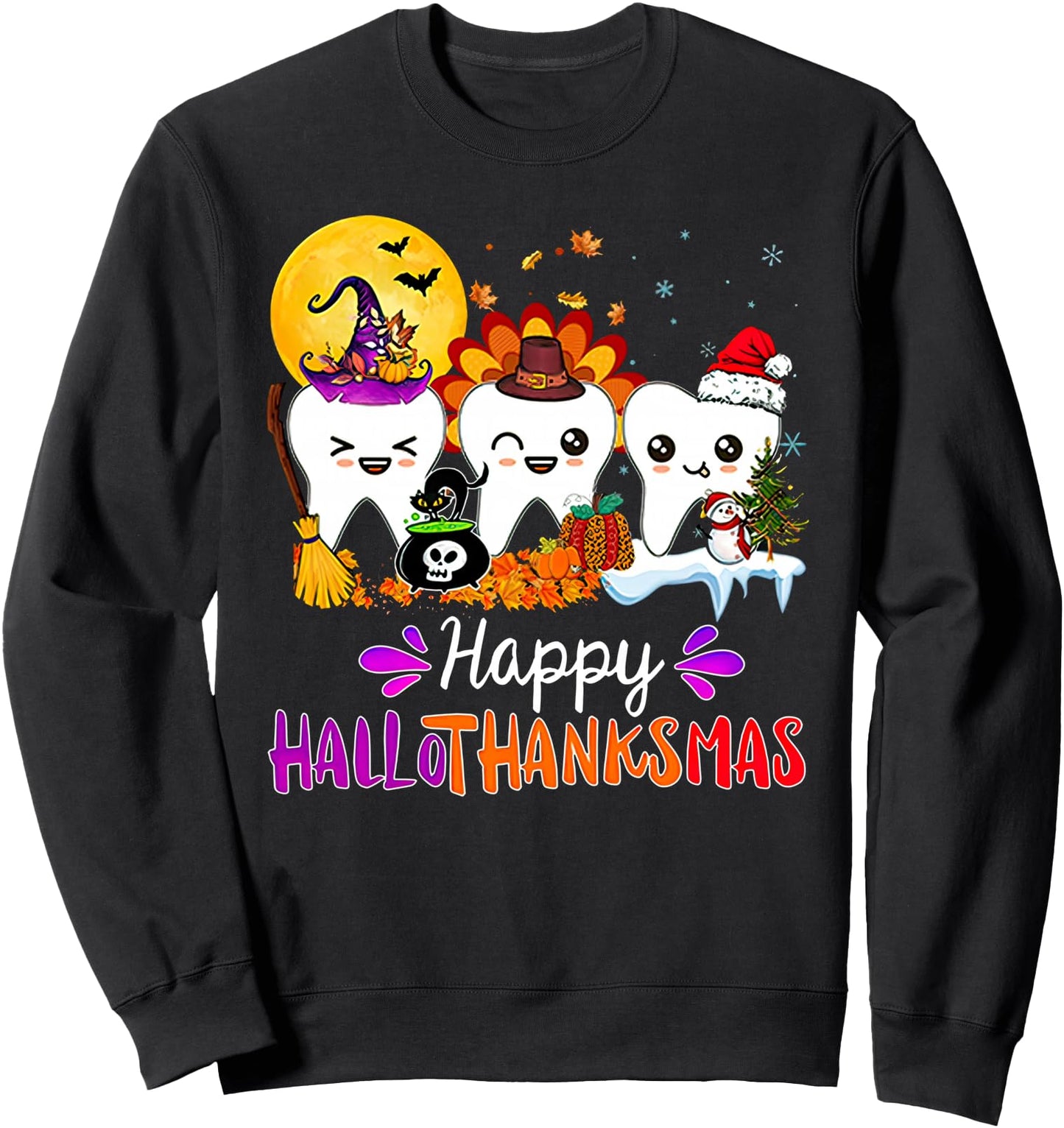 Teeth Dental Squad Happy Hallothanksmas Dentist Sweatshirt