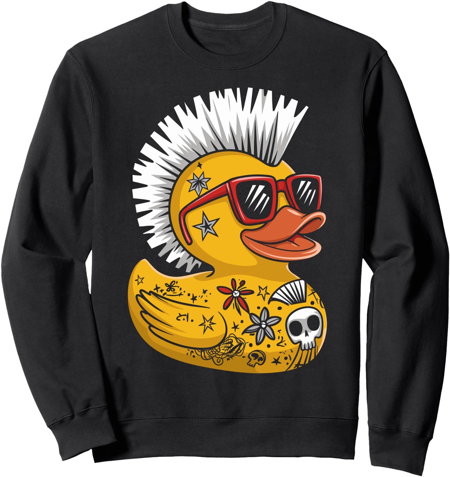 Punk Duck Rubber Duck Punk Rocker Duckling Costume Funny Sweatshirt