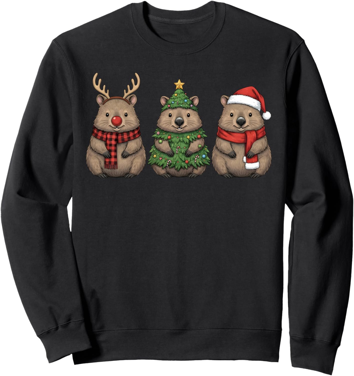 Retro Christmas Wombat Santa Reindeer Sweatshirt