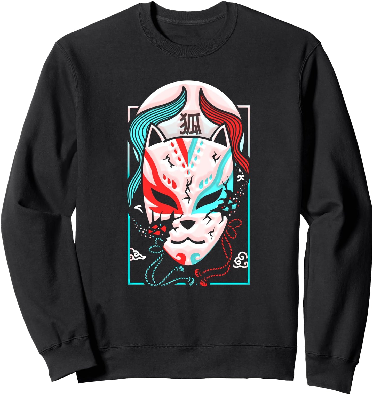 Vaporwave Aesthetic Traditional Japanese Fox Mask Sweatshirt