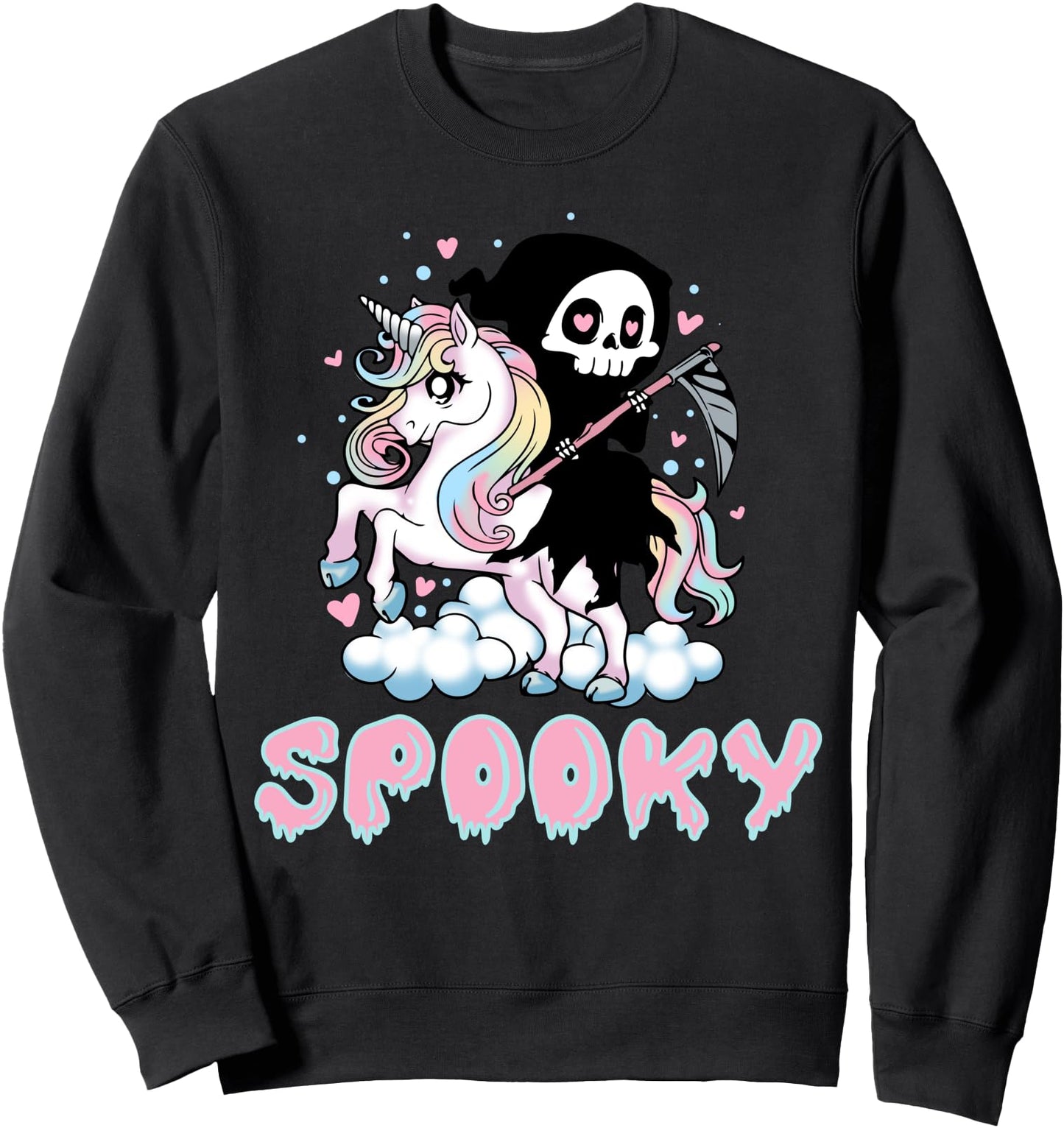 Kawaii Creepy Cute Pastel Goth Aesthetic Unicorn Spooky Pink Sweatshirt