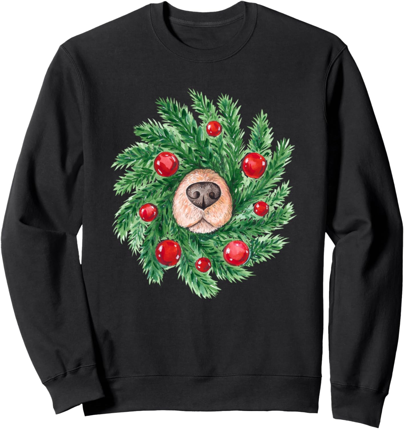 color cute dog nose christmas wreath Sweatshirt