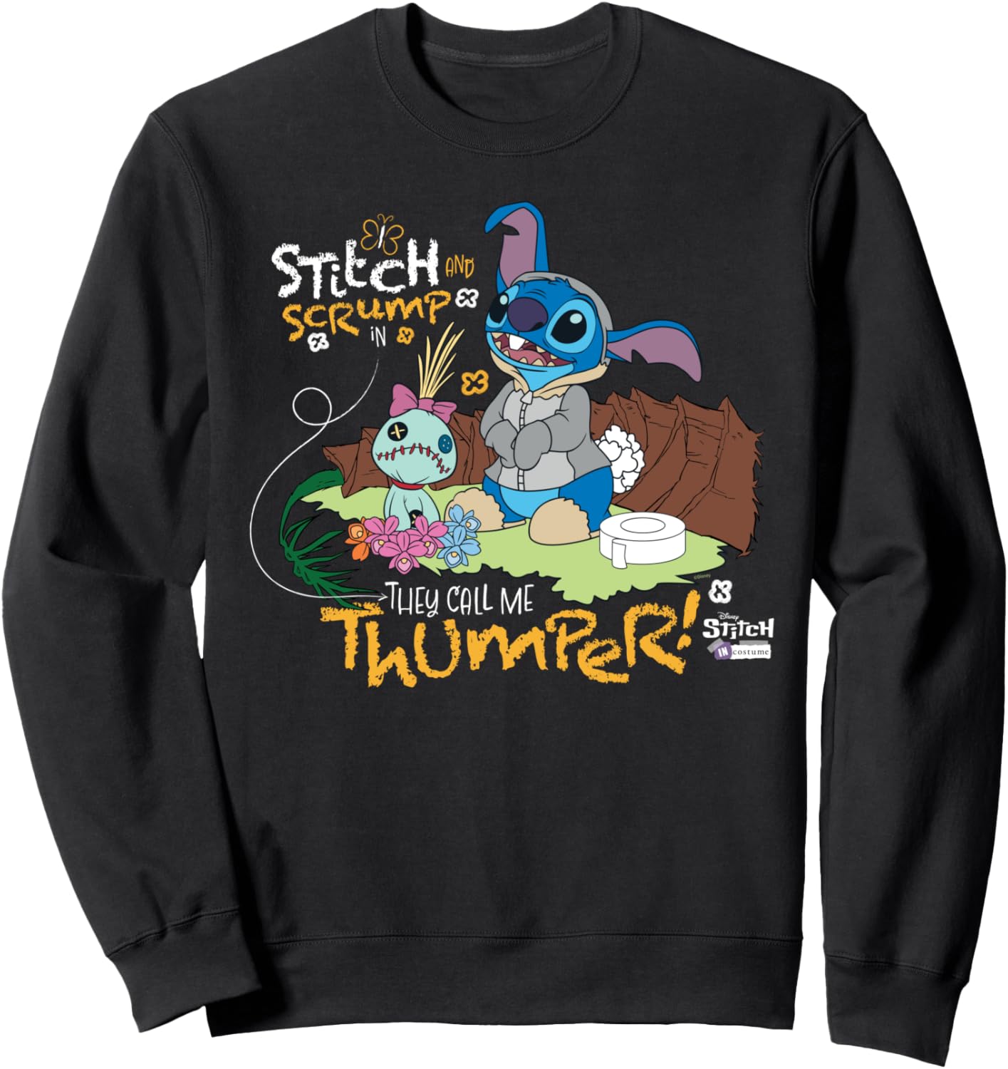 Disney 100 Stitch in Costume Bambi They Call Me Thumper Sweatshirt
