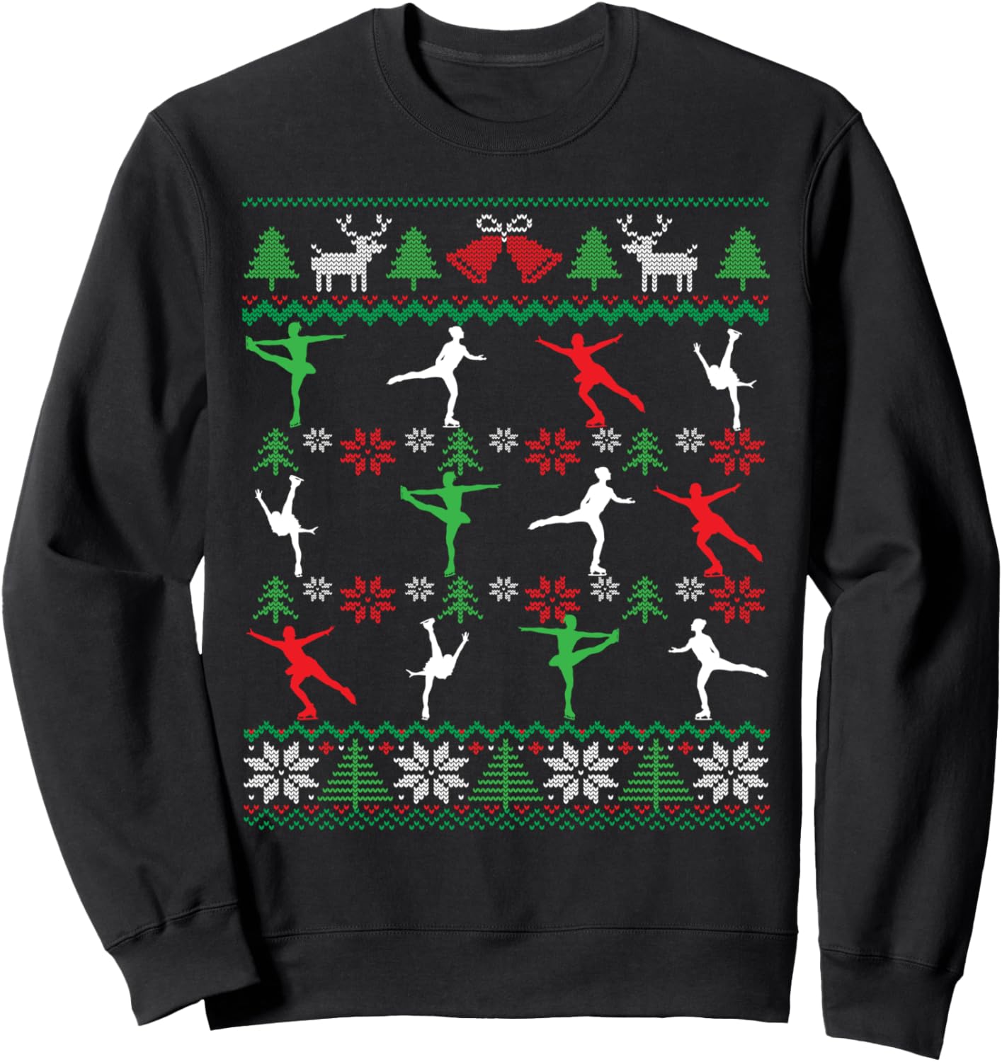 Rows of Female Figure Skaters Figure Skating Ugly Christmas Sweatshirt