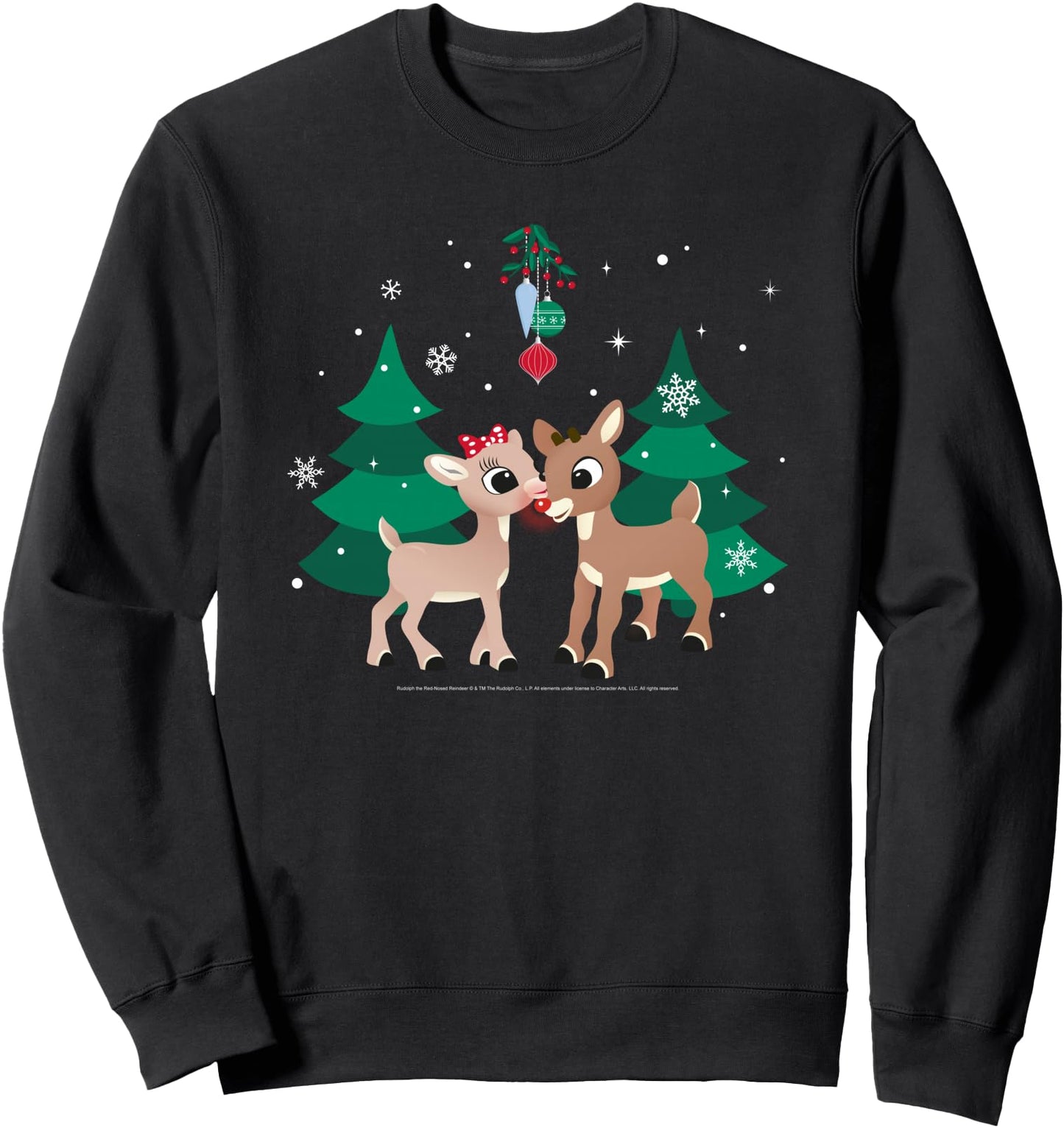 Rudolph and Clarice Fawn'd of You Mistletoe Retro Christmas Sweatshirt