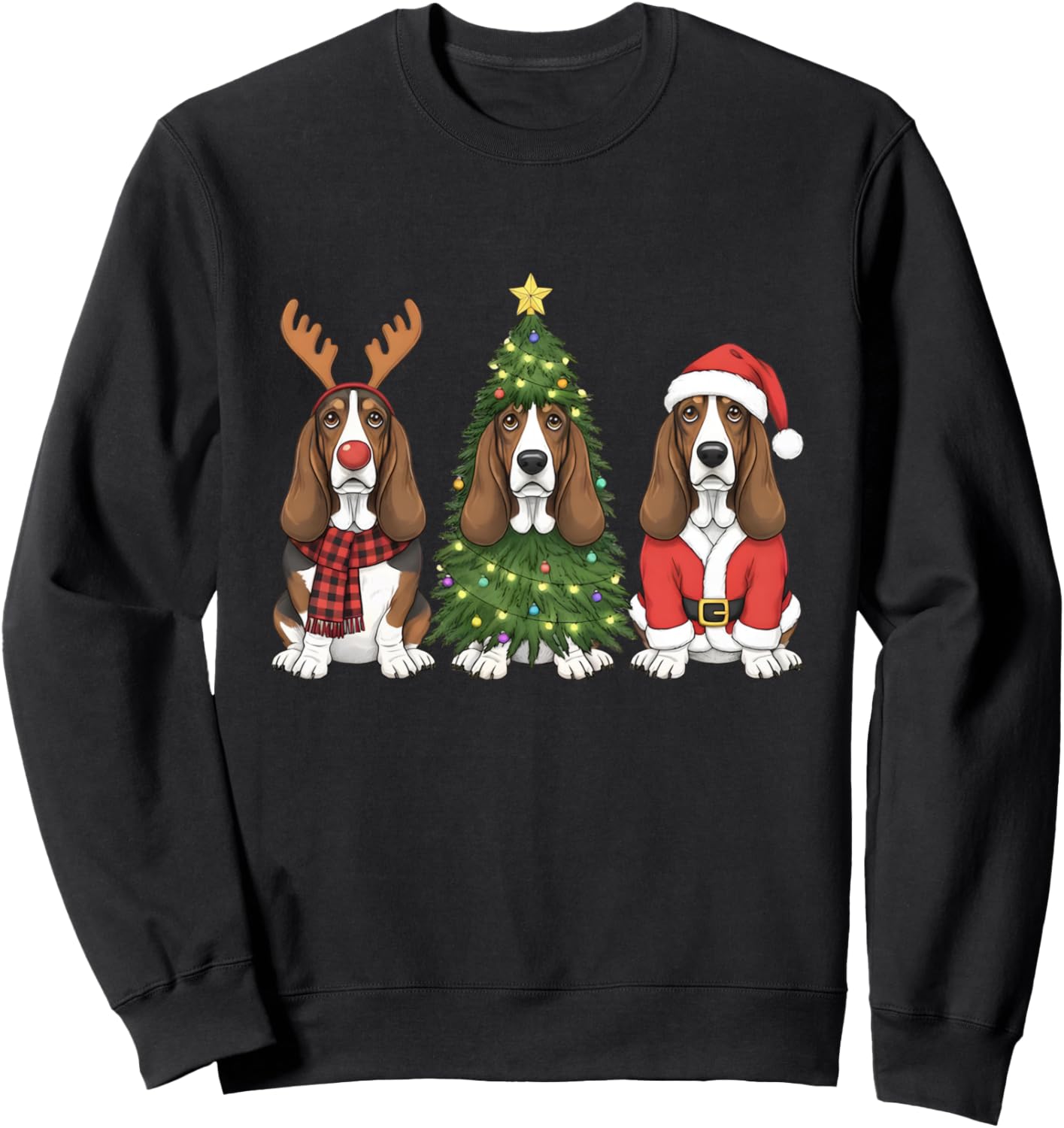 Santa Basset Hound Christmas Basset Hound Dog Mom Dog Lover Sweatshirt