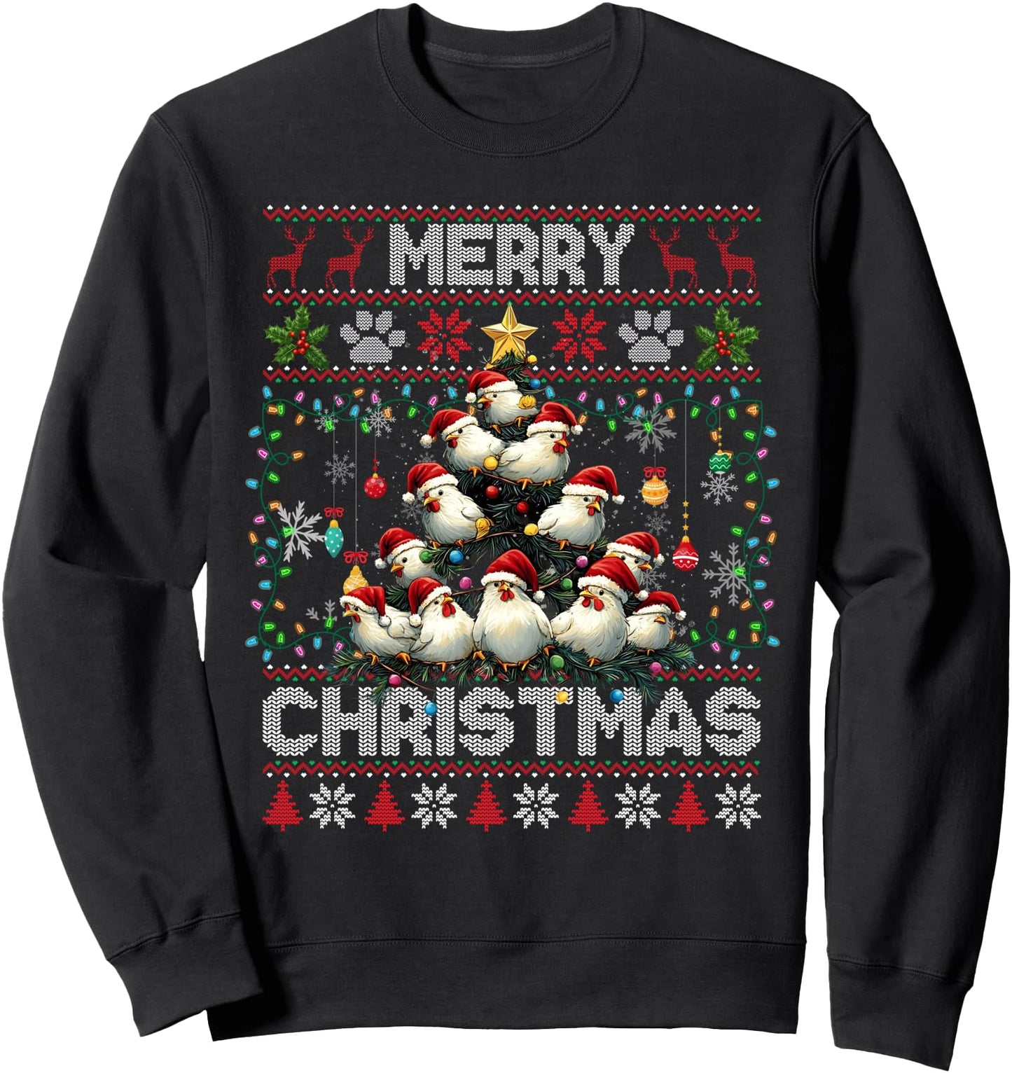 Chickens Christmas Tree Chickens Lover Xmas Ugly Sweater Sweatshirt