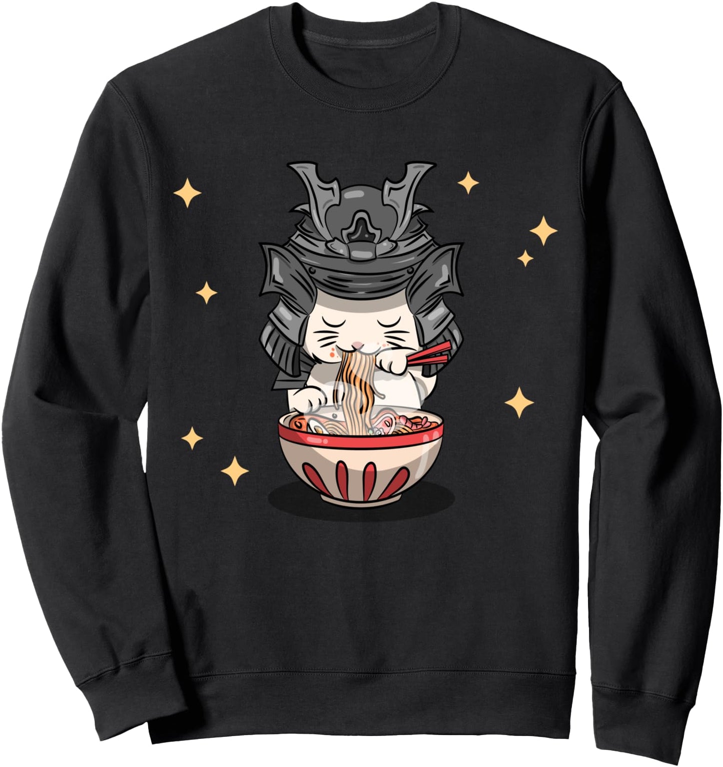 Kawaii Neko Ramen Bowl Samurai Cat Japanese Noodles Anime Sweatshirt