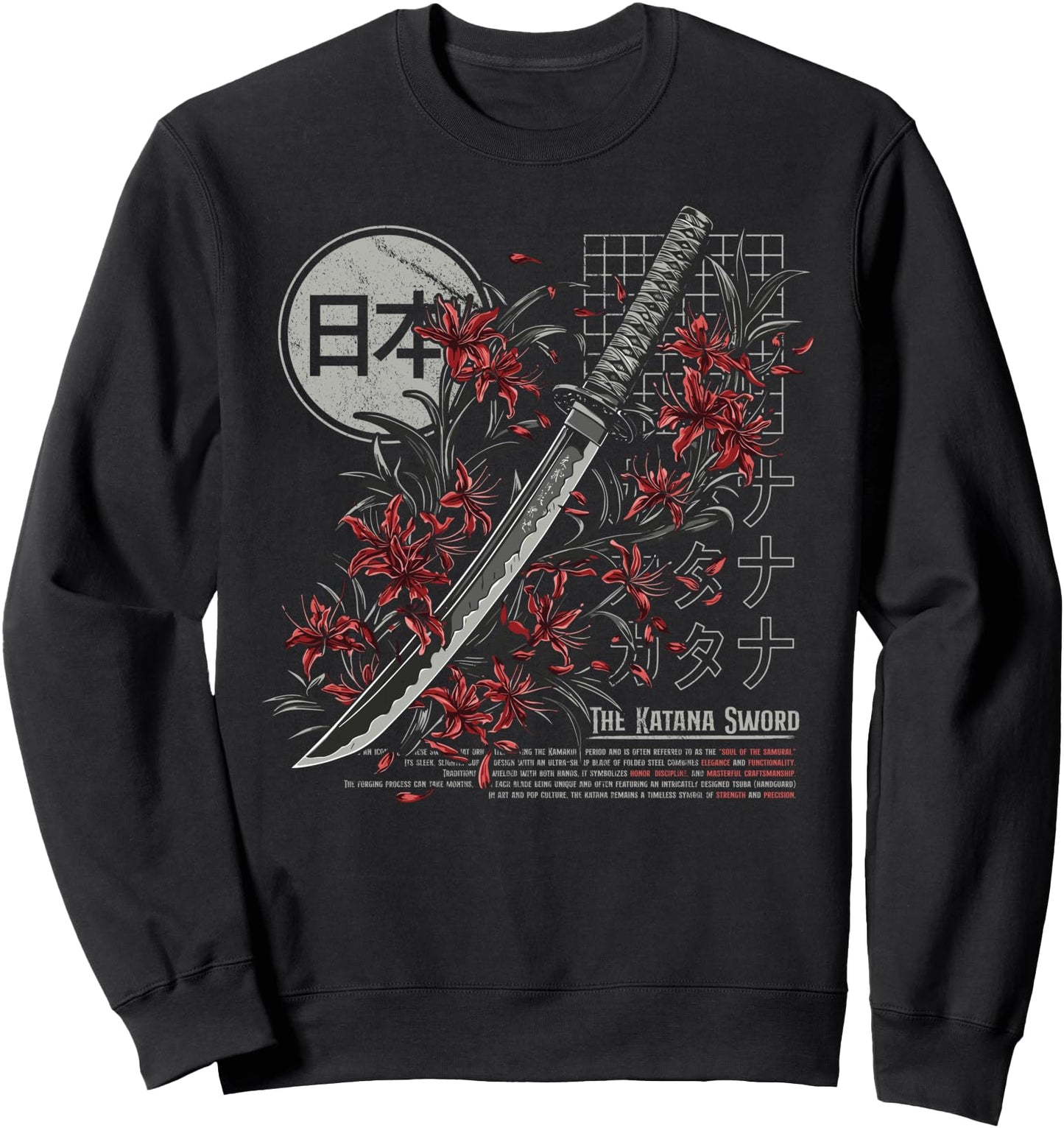 Red Spider Lily Flower Samurai Katana Japanese Anime Otaku Sweatshirt