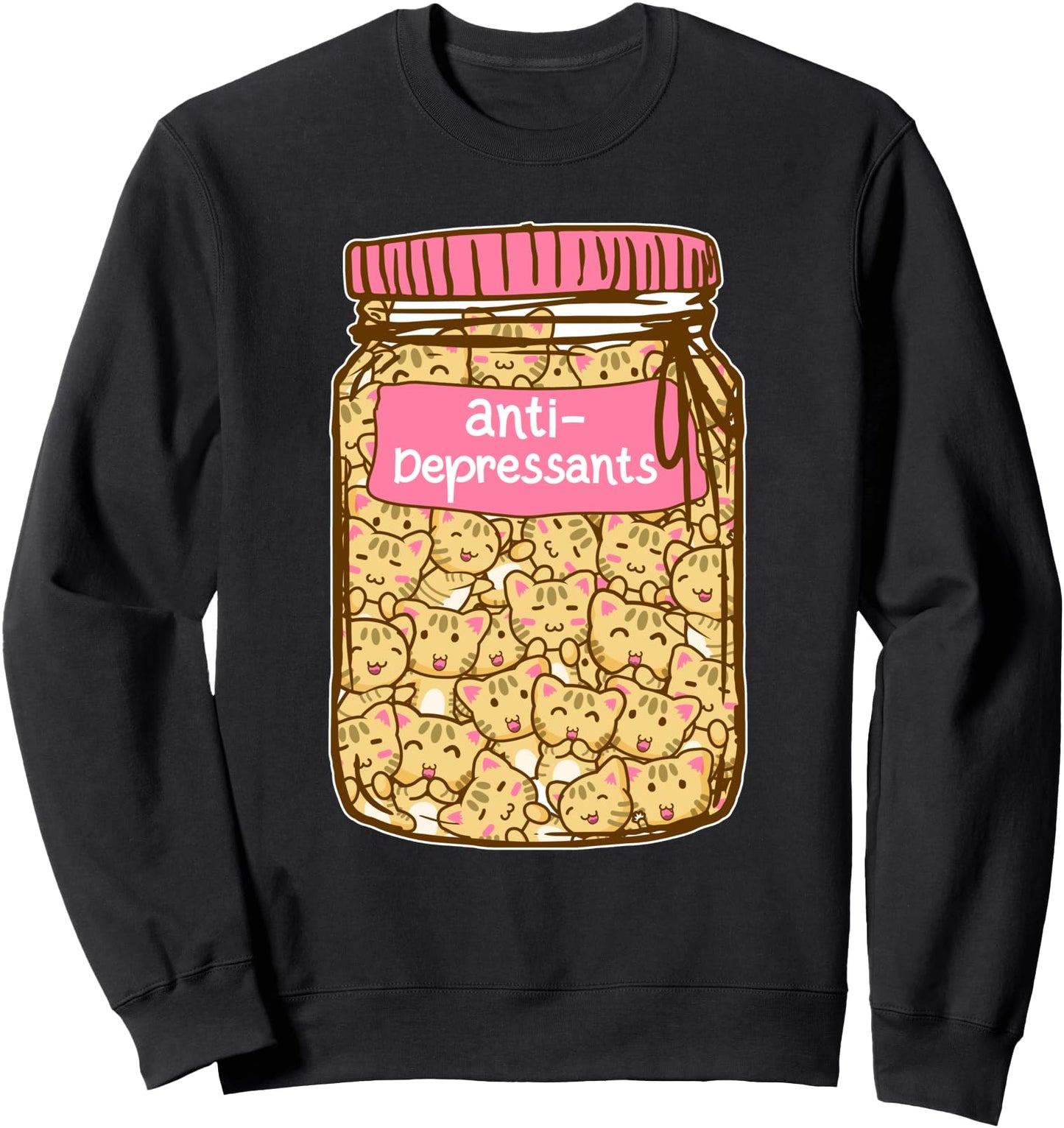 Kawaii Kitty Sweatshirt Girls Cat Happy Pills Gift Japanese