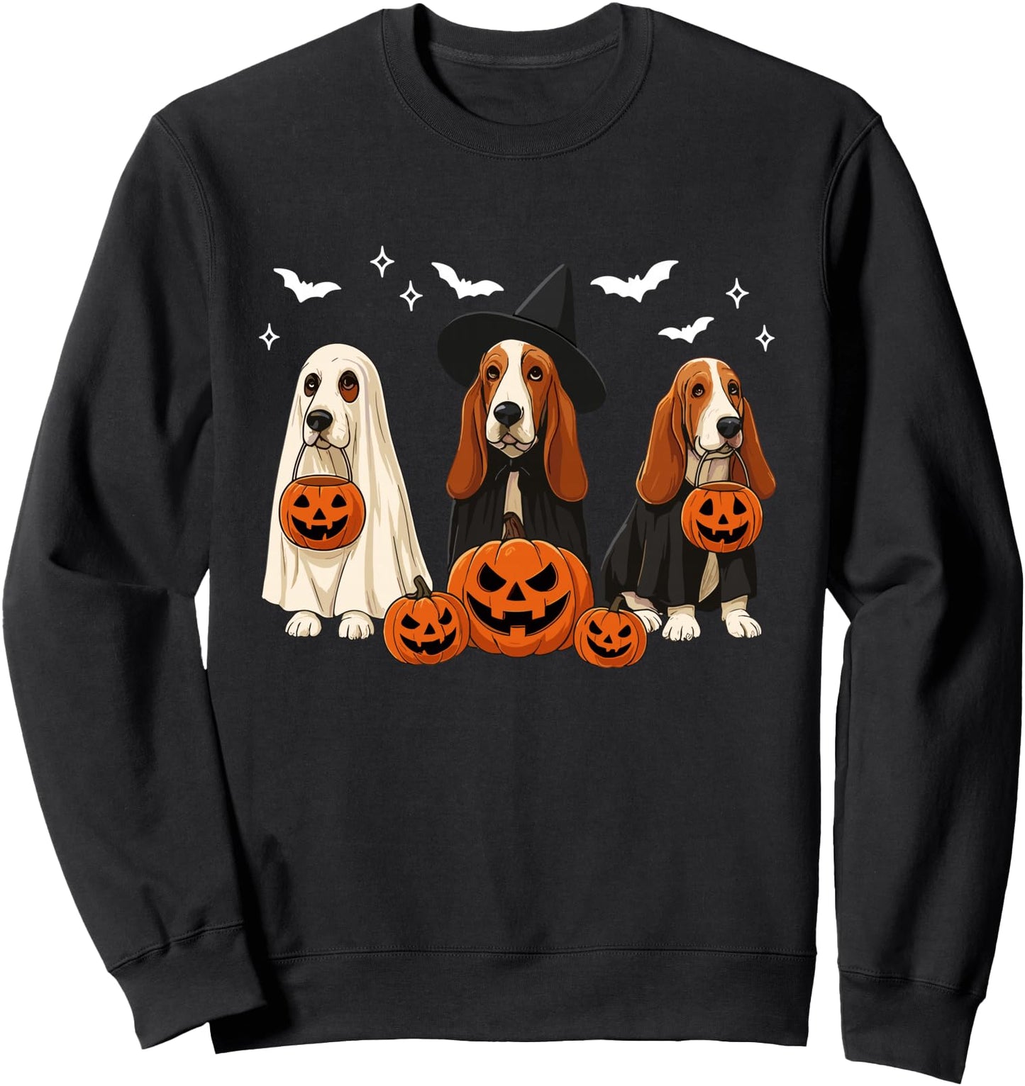 Witch Basset Hound Halloween Basset Hound Ghost Dog Mom Sweatshirt