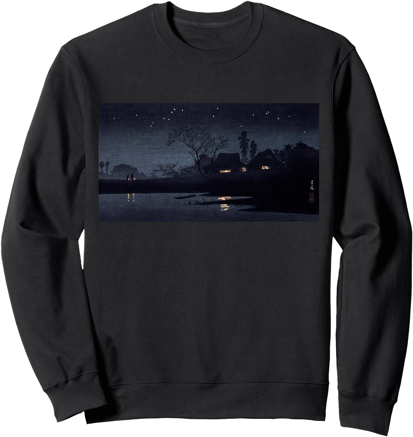 Starry Night Japanese Woodblock Art Print Sweatshirt