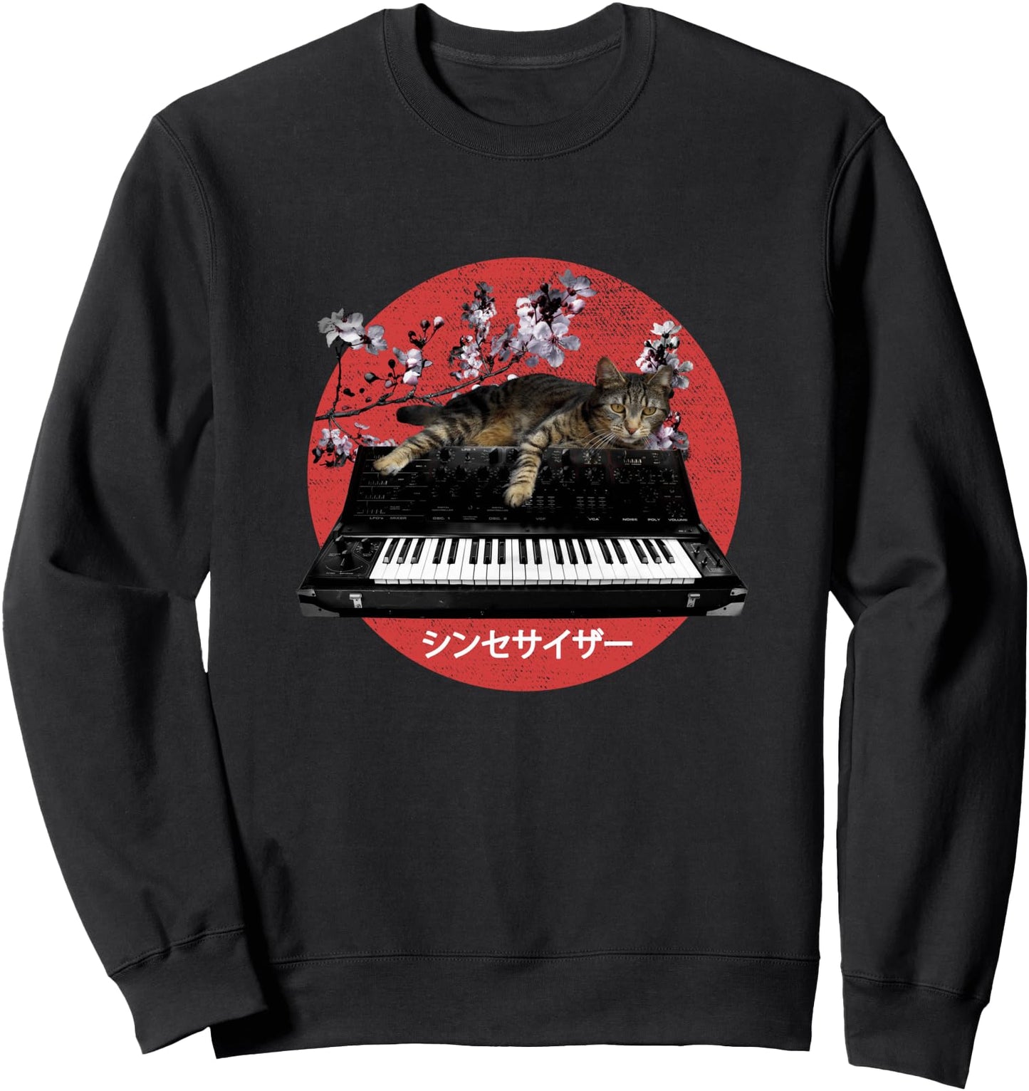 Japanese Synthesizer Cat Cherry Blossom Sweatshirt