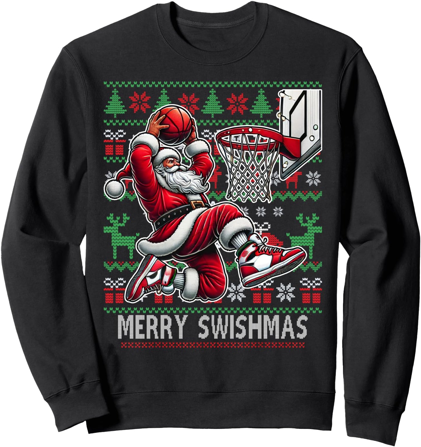 Merry Swishmas Christmas Basketball Ugly Youth Sweater Sweatshirt