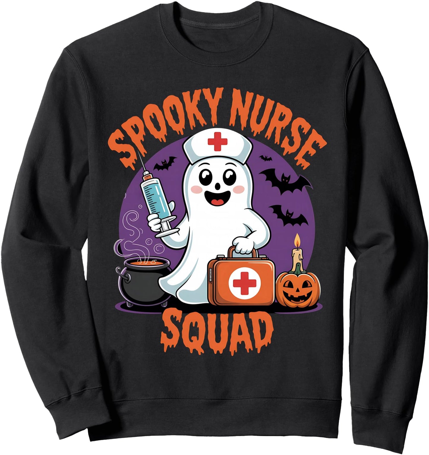 Healthcare Spooky Nurse Squad CNA ICU RN Halloween Nurse Sweatshirt