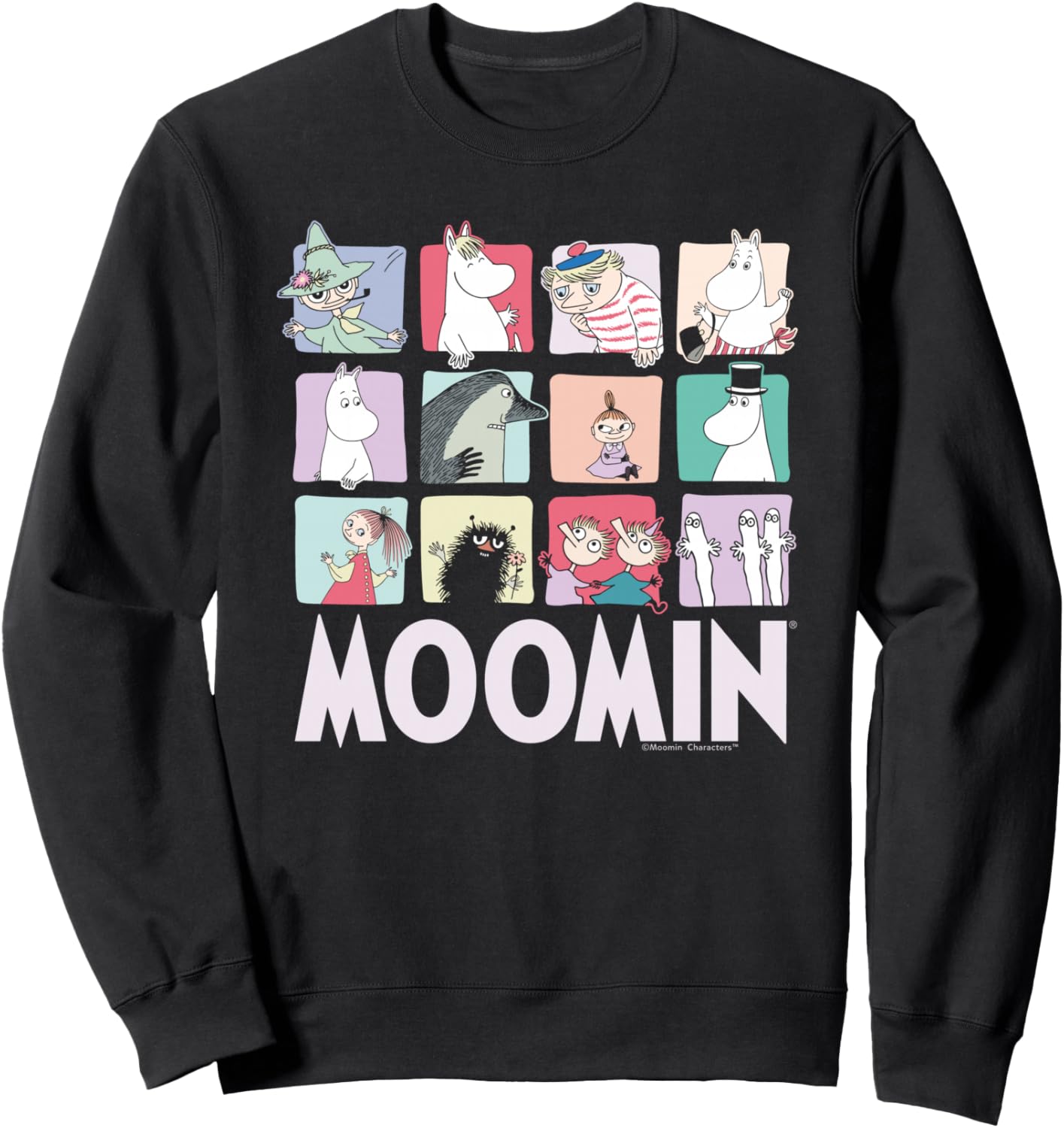 Moomin Group Character Blocks Dark Sweatshirt