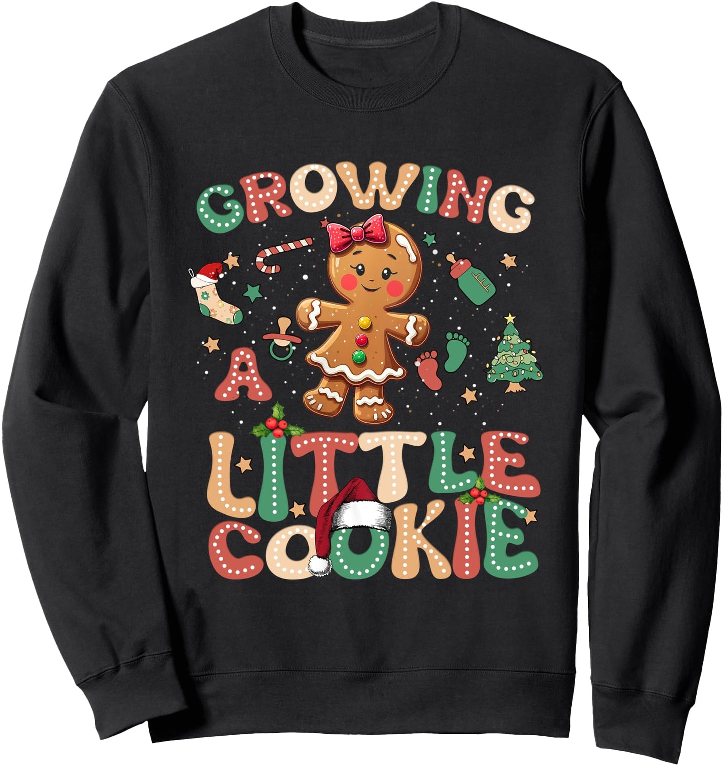 Growing A Little Cookie Christmas Pregnancy Announcement Sweatshirt