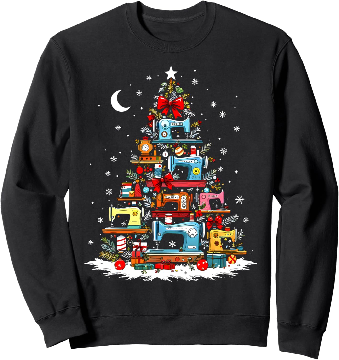 Funny Sewing Machine Christmas Tree Ornament Holiday Tee Sweatshirt