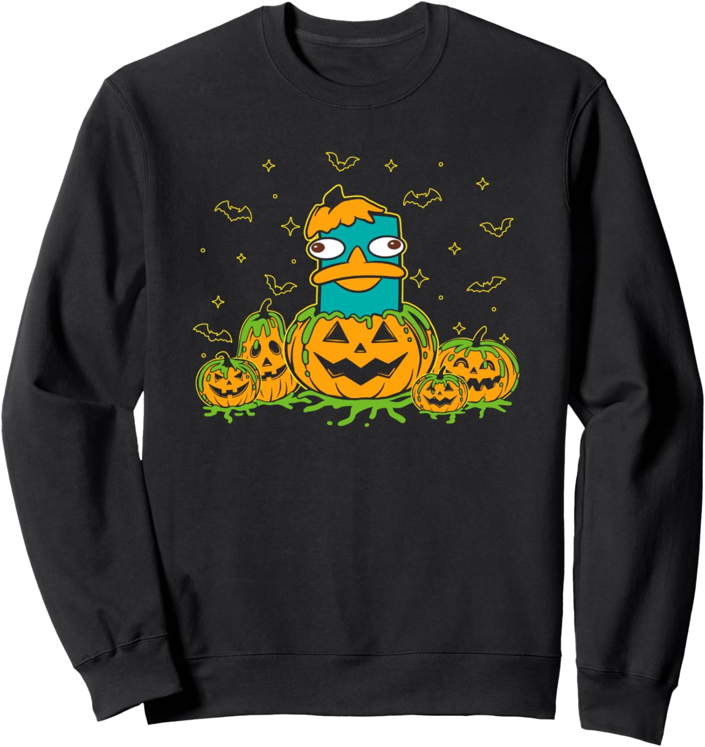 Disney Phineas And Ferb Halloween Pumpkin Perry The Platypus Sweatshirt