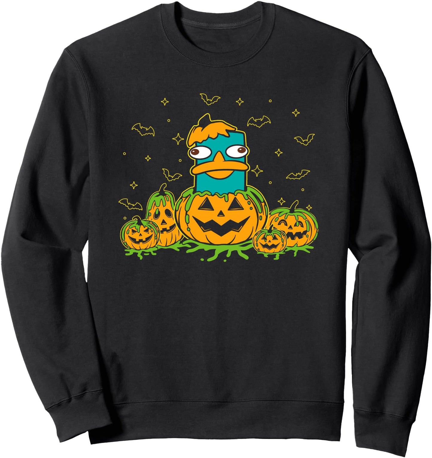 Disney Phineas And Ferb Halloween Pumpkin Perry The Platypus Sweatshirt