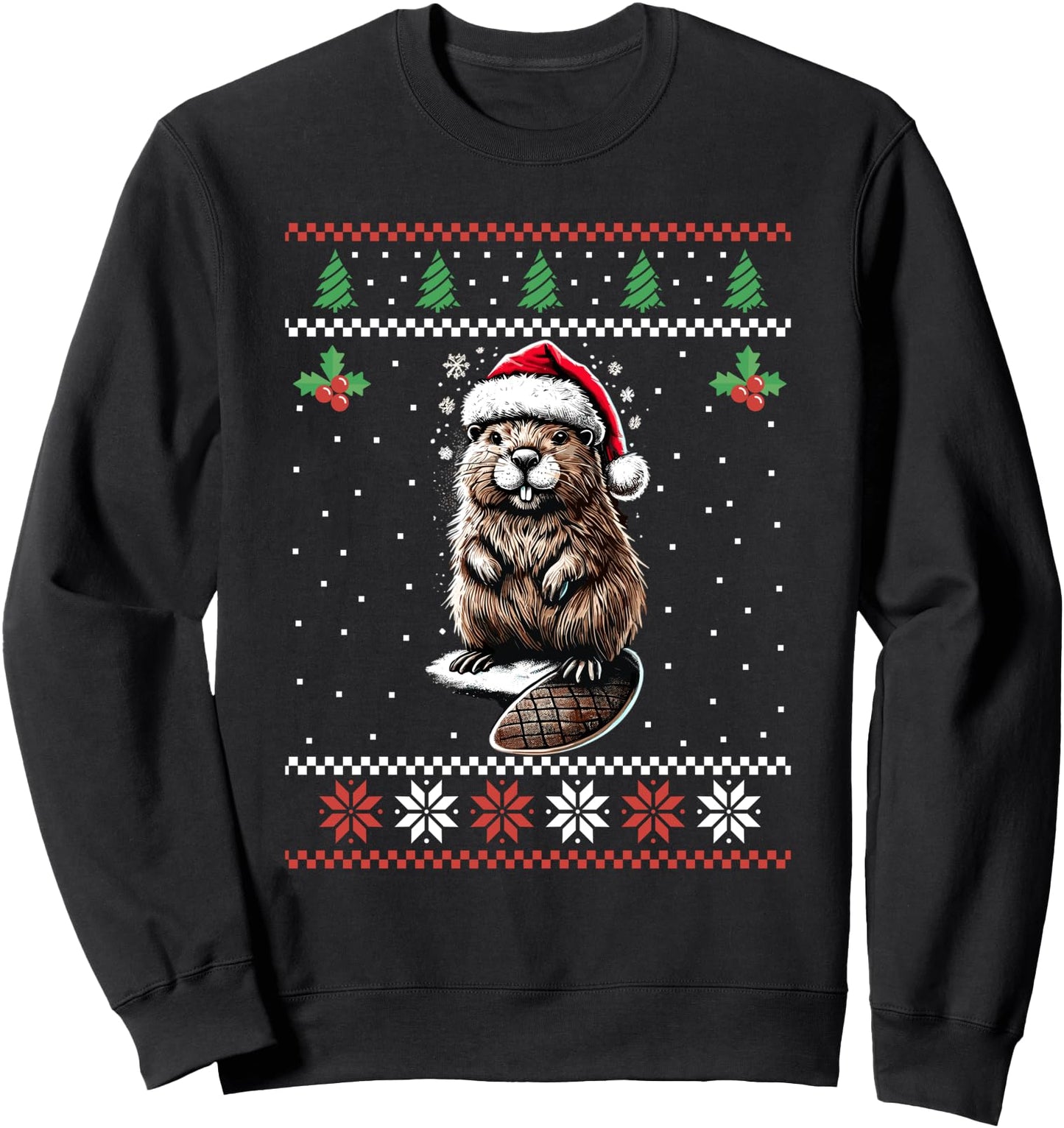 Beaver Santa Hat Ugly Christmas Sweater Xmas Sweatshirt