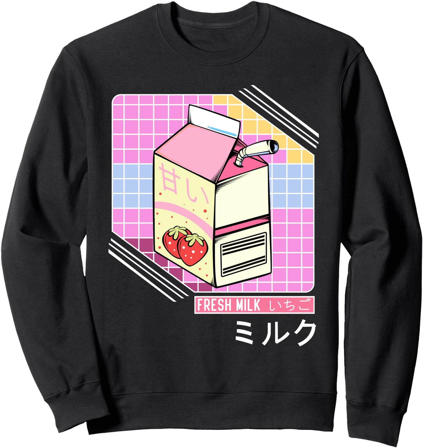 Retro Vintage Strawberry Milk Funny Japanese Otaku Kawaii Sweatshirt