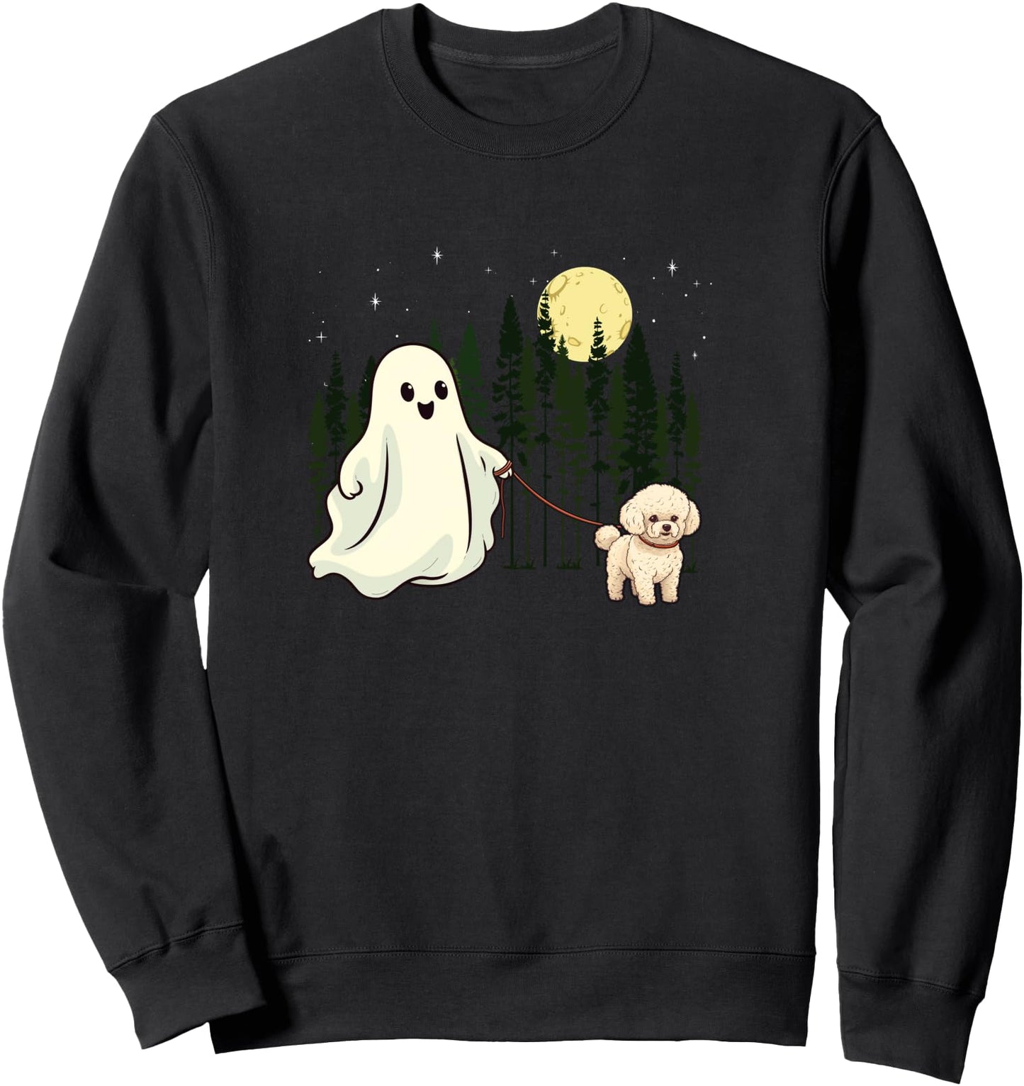 Bichon Frise Walking Ghost Halloween Funny Sweatshirt