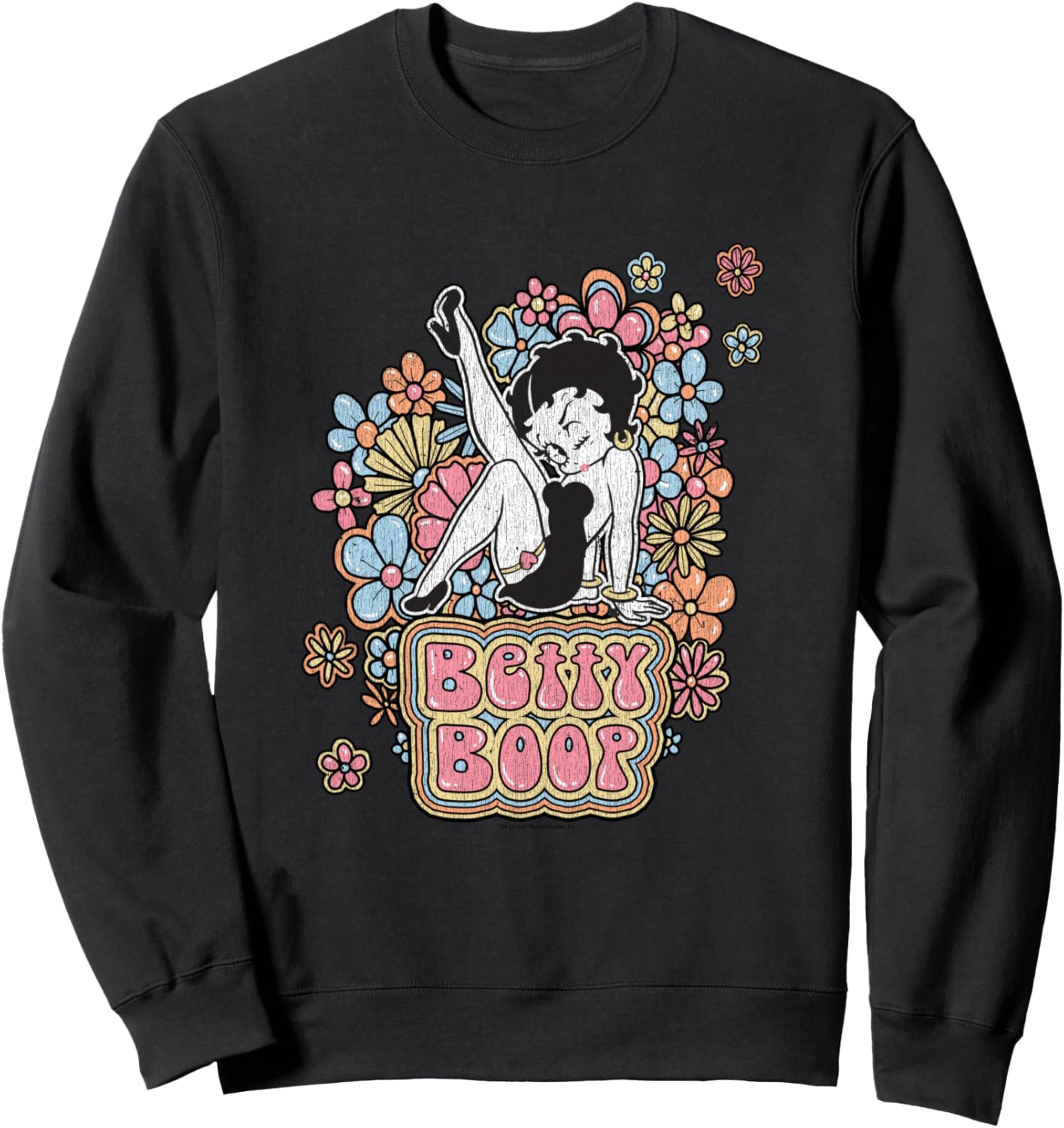 Betty Boop Flower Power Groovy Pin Up Retro Cute Cartoon Sweatshirt