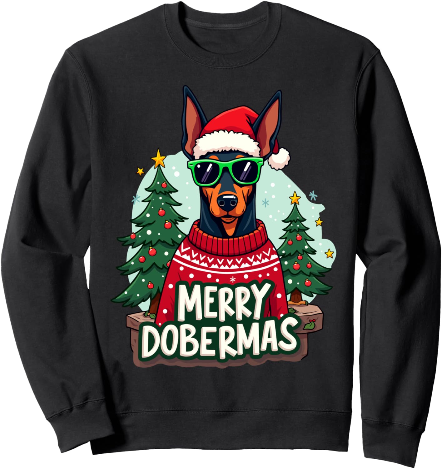 Merry Dobermas Cute Doberman Dog Christmas Holiday Sweatshirt
