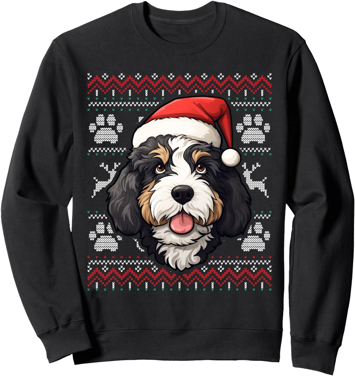 Bernedoodle Santa Hat Christmas Funny Dog Mom Dad Sweatshirt