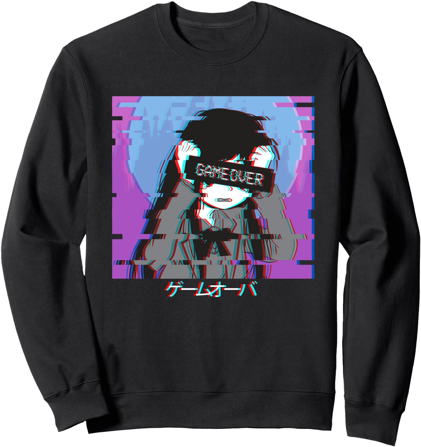 Vaporwave Aesthetic Game Over Sad Anime Girl Japanese Lofi Sweatshirt