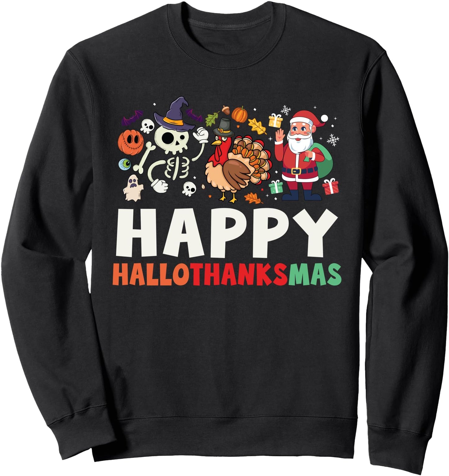 Funny Holiday Apparel with Cartoon Characters Unisex-Adults Sweatshirt Black Small