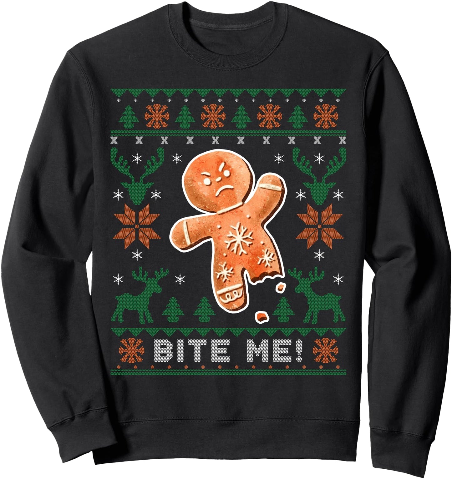 Bite Me Gingerbread Man - Funny Ugly Christmas Sweater Sweatshirt