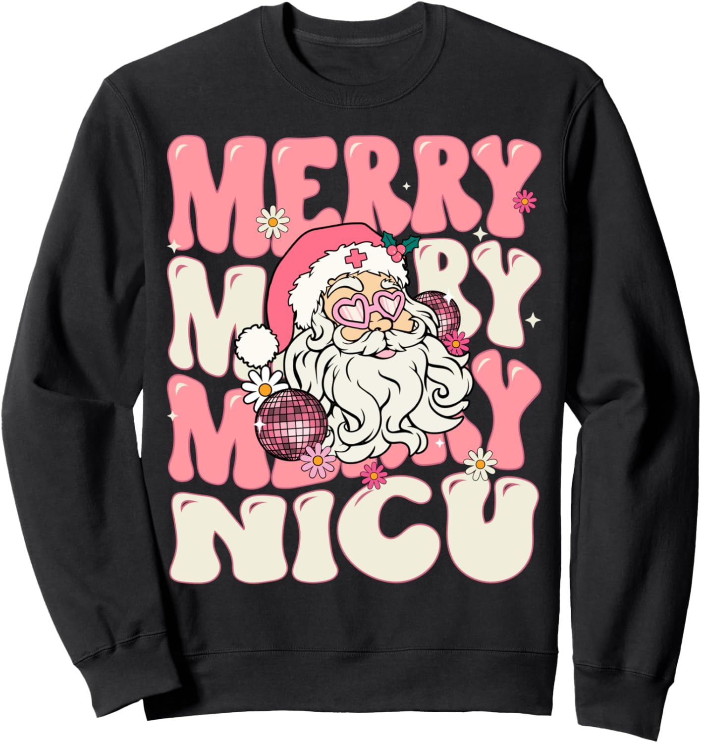 Merry NICU Christmas Retro Pink Neonatal Intensive Care Unit Sweatshirt