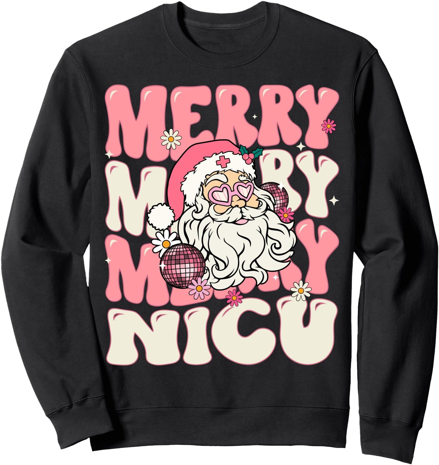 Merry NICU Christmas Retro Pink Neonatal Intensive Care Unit Sweatshirt