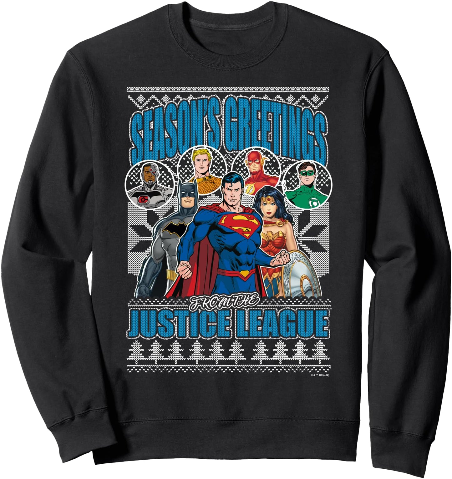 DC Comics Christmas Seasons Greeting Ugly Sweater Justice Sweatshirt