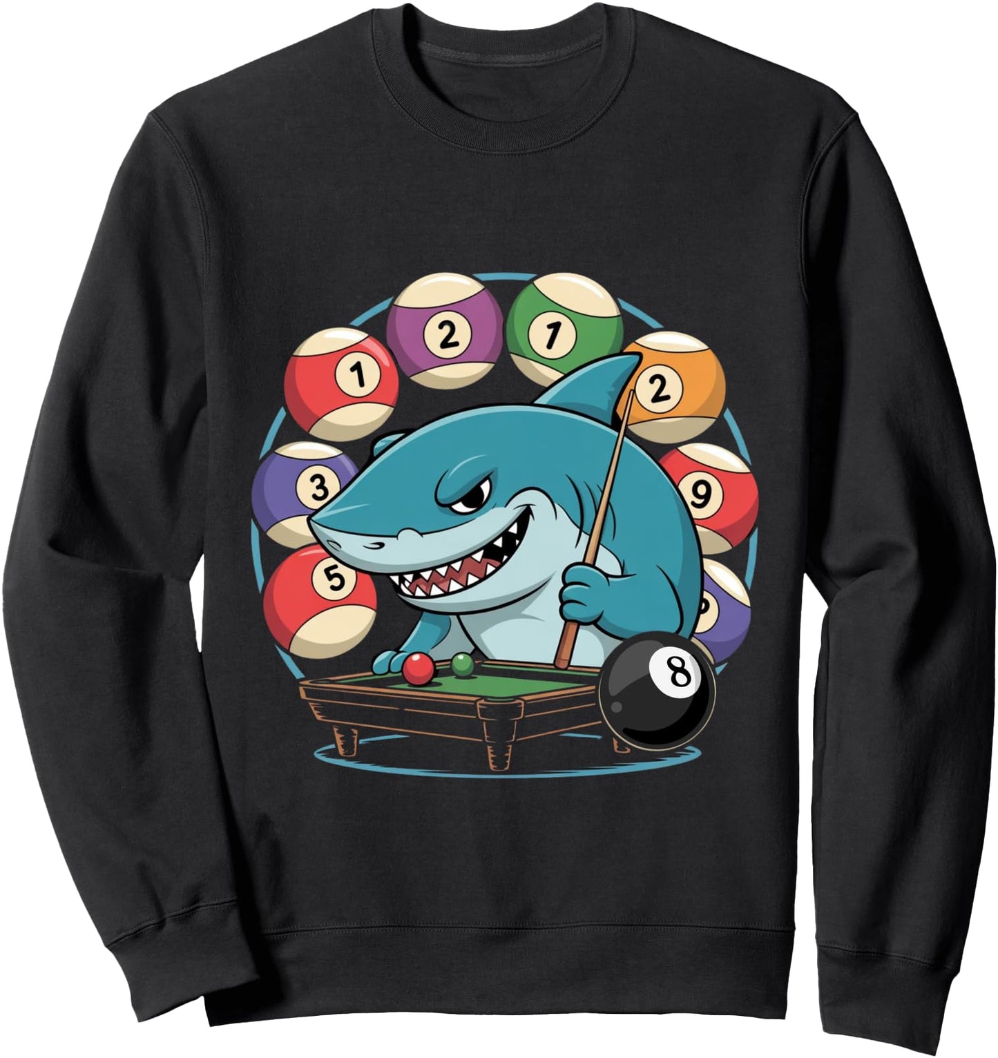 Billiard Shark Player 8 Ball Pool Table Cue Stick Funny Sweatshirt