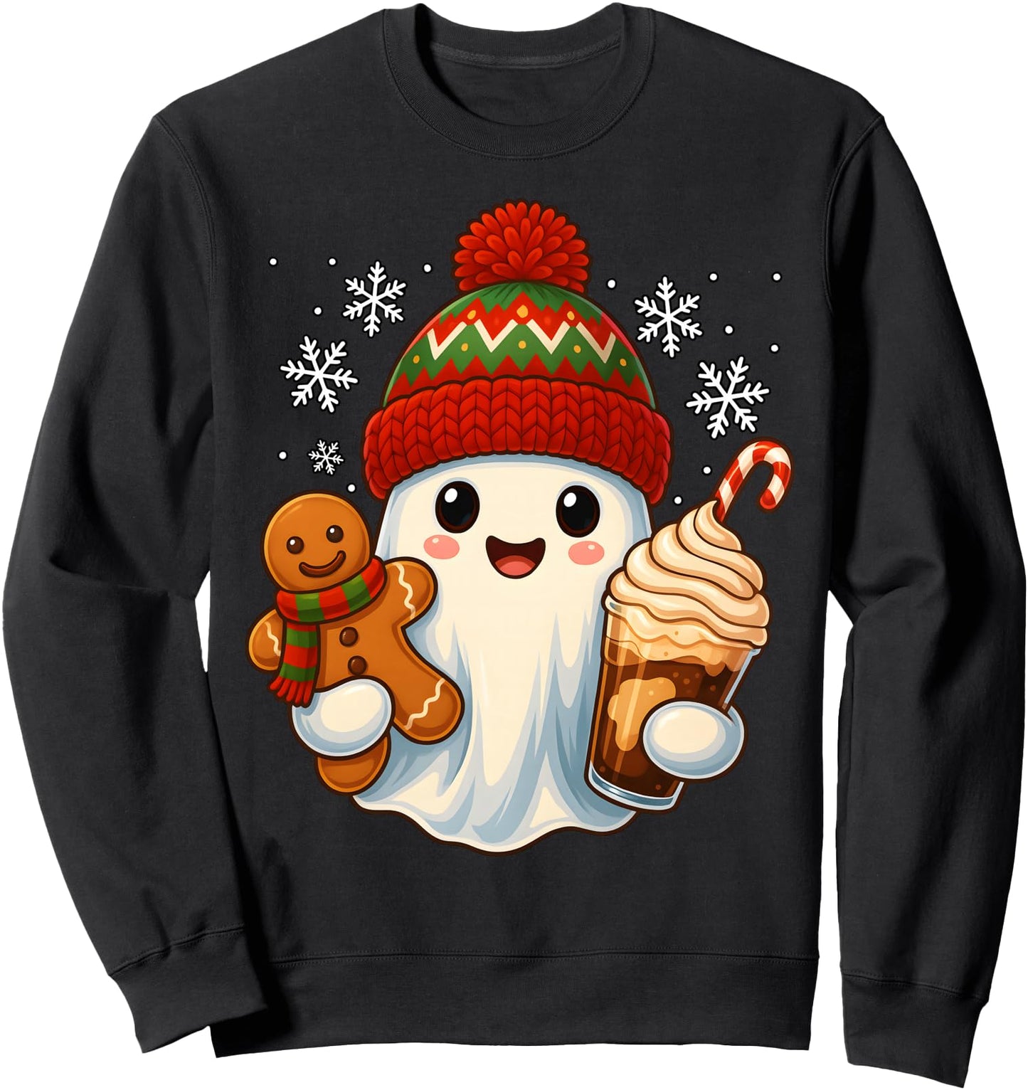 Cute Christmas Ghost Gingerbread Coffee Holiday Winter Sweatshirt